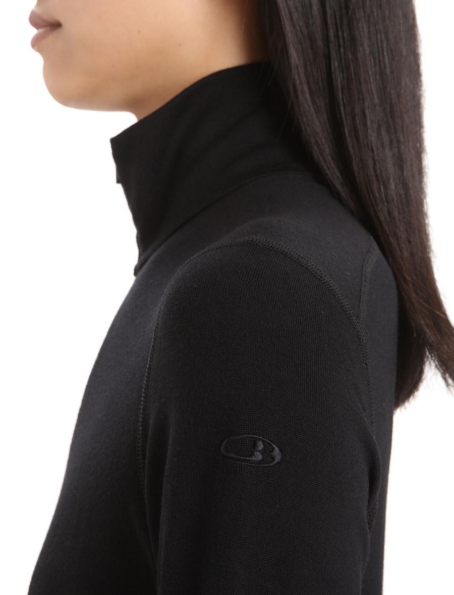 Black Women's Icebreaker Merino 260 Tech Long Sleeve Half Zip Thermal Top Base Layers | USA 1915FDNM